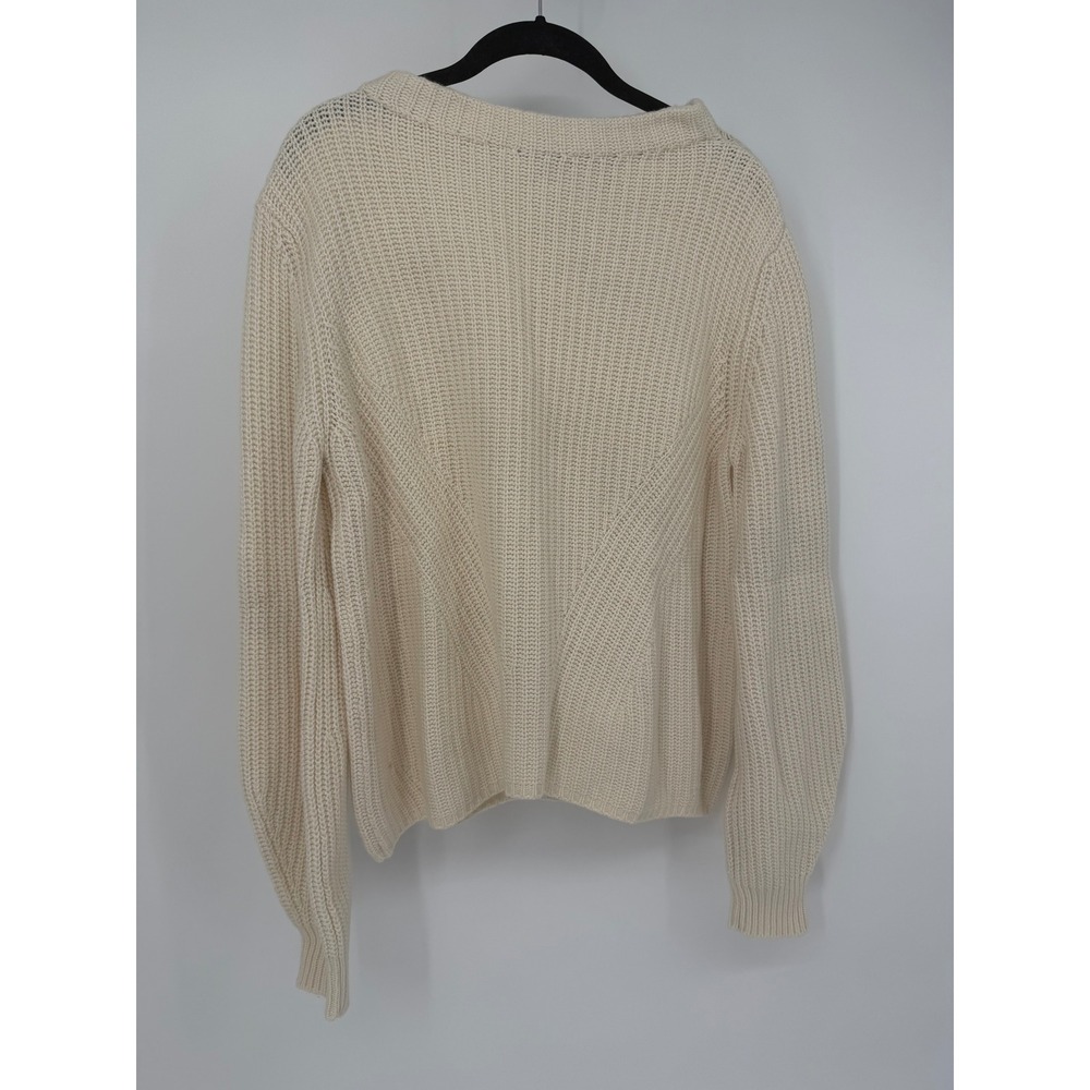 Marella Italy Cream Ribbed Knit Sweater Women's Medium Off-White Pullover